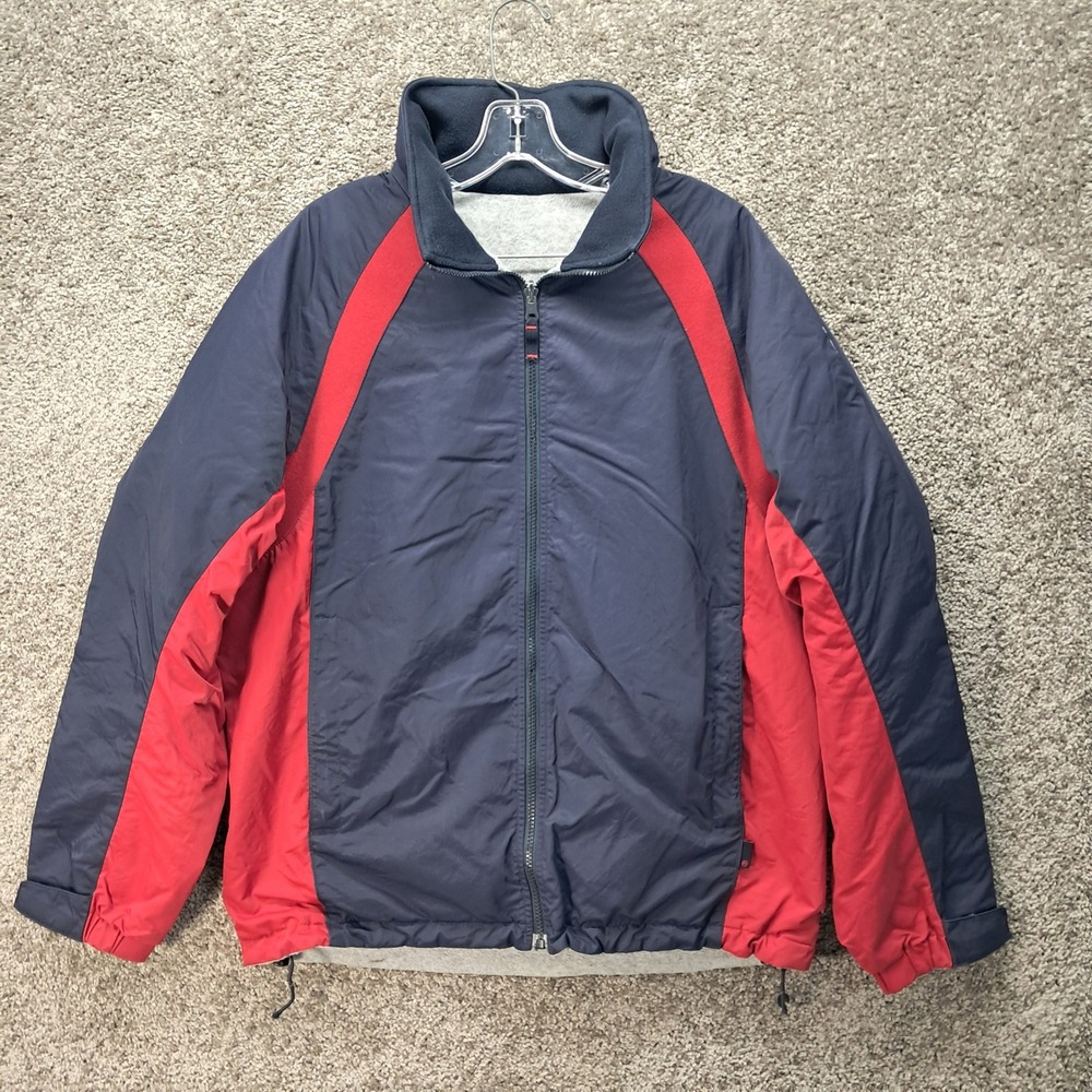 Nautica Competition Reversible Jacket Mens M Navy Red Nylon Grey Fleece 8006